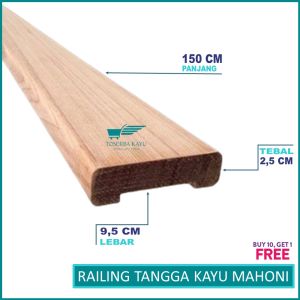 Reling Tangga Kayu Mahoni Ukuran 25cm x 95cm x 200cm