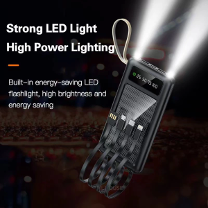 Solar Power Bank Super large10000mAh Milliampere Mobile Power Bank Ultra-thin Built-in Cable Holder