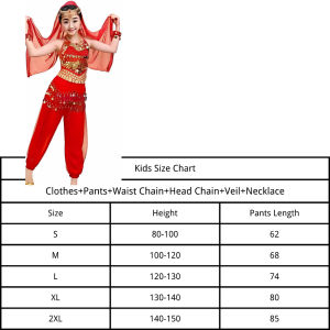 Belly Dance Costume Set for Girls – Indian Oriental Outfit for Stage Performance Dance Class and Cultural Festival