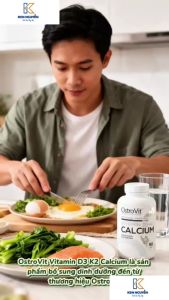 Ostr oVit Vitamin D3 + K2 Calcium – Hỗ trợ bổ sung Canxi Vitamin D3 và Vitamin K2 - Kết hợp Canxi Vitamin D3 và Vitamin K2 trong cùng một sản phẩm. - Vitamin K2 dạng MK-7. - Dạng viên nén dễ sử dụng.