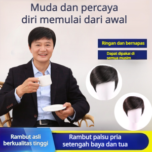 Rambut Palsu Pria Natural dan Realistis untuk Profesional Bisnis dan Senior