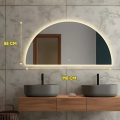 XMM【Ready Stock】LED Half Round Mirror/Half Moon Mirror LED Wall Mirror With 3 Light Level / LED Cermin Dinding Cermin Bulat Separuh Cermin Lampu. 