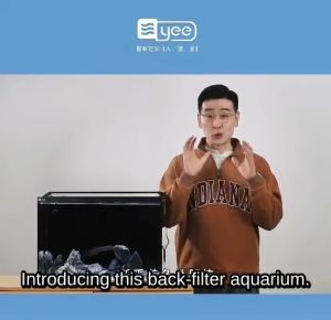YEE Ultra Clear Super White Glass Built In Back Filter Aquarium Fish Tank Set Sliding Cover Design Dual Filter Chamber
