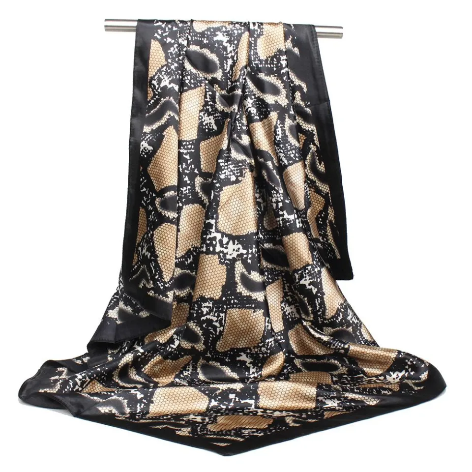 90*90cm Snake Print Satin Print Scarf Malaysia Headscarf in Stock