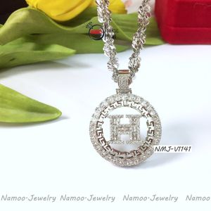 Dây CHuyền Bạc Nữ Sang Trọng Cao cấp V1141 Mặt Chữ H Đính Đá Lớn Cực Đẹp