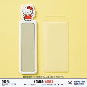 Daiso Korea Sanrio Hello Kitty Stick Mirror with Pouch Slim Rectangle 3 x 12 cm White Portable Made in Korea