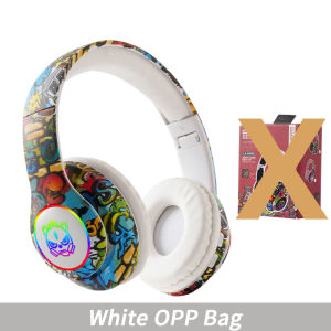 DISOUR Graffiti Style Wireless Bluetooth Headphones HD HIFI Sound Quality Cool LED Gradients Lights With Mic Calling Support TF Card Play 3.5MM AUX Smart Noise Reduction Foldable Adjustable Gaming Earphones For Kids Gifts PC Phone