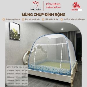 Màn Chụp  Mùng Chụp Đỉnh Rộng Cao Cấp Mộc Miên Hà Nội Kích Thước 12mx2m - Hoạ tiết Hoa Cỏ Lá