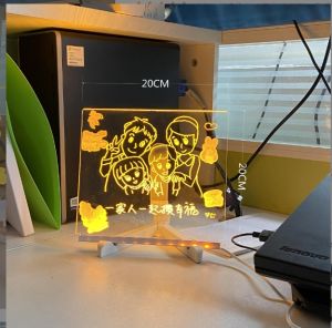 Transparent board transparent acrylic message board LED luminous writing board USB charging bedside lamp night light portable handmade DIY drawing board reusable
