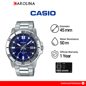 Jam Tangan Pria Casio General MTP-VD01D-2E Enticer Blue Dial Stainless Steel Band