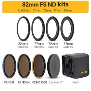 NiSi Swift System FS ND Kit Filter FS ND8+FS ND64+ND1000 3.0+GND0.9+Lens Cap Pouch with 40.5-95mm Adapter Ring For Camera Lens 82mm 95mm TFCPlaystore
