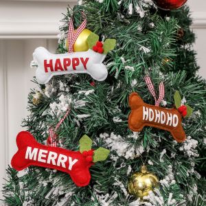 YERZ 3pcs/set Bone Shape Christmas Tree Decoration Portable Exquisite Hanging Ornaments Christmas Decorations Lightweight Xmas Tree Pendant New Year