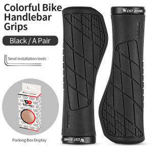 WEST BIKING Bicycle Handlebar Grips Mountain Bike Grips Anti-Slip Shock-Absorbing Ergonomics Soft Bike Handlebar Bike Parts