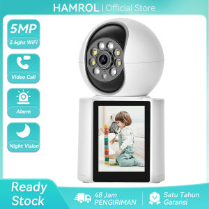 Hamrol 5MP 360 ° Kamera WiFi PTZ Satu Klik Panggilan Video Panggilan Visual Intercom Monitor Bayi Rumah Kamera Keamanan CCTV Aplikasi ICSEE