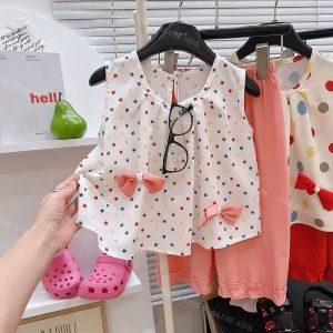 AILEBE Kids Sets Terno For Girls Rainbow Stripe Lace Trim Short Sleeve Top And Shorts 2Pcs Set Soft Breathable Judy Cotton Blend Elastic Waistband Cute Summer OOTD Pambahay Pang Gala Party Playtime