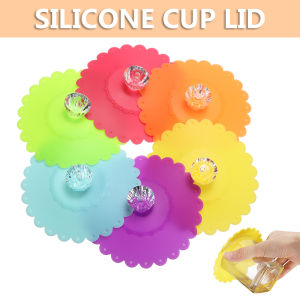 6 Pcs Silicone Leakproof Cup Lids Lace Silicone Diamond Cup Lid Thermal Insulation Cup Cover
