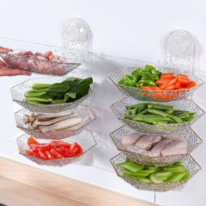 OEUVR Transparent Food Preparation Plate Wall-mounted Glacier Pattern Snack Bowls Set Tableware Set Stackable Suction Cup Dinner Plate Kitchen Use