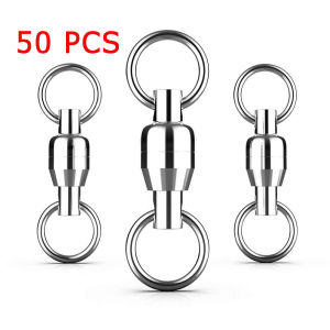 SANLIKE 50pcs Fishing Lure Connectors Swivel Ball Bearing Rolling Swivel Solid Ring Lures Connector