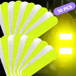 10Pcs Universal Motorcycle Helmet Reflective Strips Sticker Self Adhesive Nighttime Warning Sticker Night Safe Driving Warning Tape