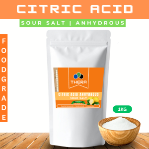 THERA 1kg Citric Acid Anhydrous Sour Salt Lemon Salt  for Beverages Candies Cosmetics Canning Natural Preservatives Food Grade