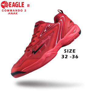Sepatu Badminton Anak Eagle Commando 2 Original - Sepatu Bulu Tangkis Anak Eagle Commando 2 Warna Merah