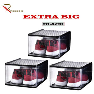Ready stock Thick clear plastic shoe box shoe detachably accommodated artifact shoe dust storage box folded trumpet