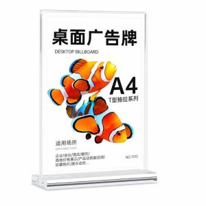 CHLOCH A4/A5/A6 Giá đỡ màn hình để bàn Acrylic Trong suốt Giá đỡ menu Đa chức năng Trong suốt hai Khung quảng cáo Nhà hàng