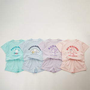 ฤดูร้อนเด็กชายและเด็กหญิงแขนสั้นชุดบ้านกางเกงขาสั้นการ์ตูนเด็กสบาย ๆ กีฬาสองชิ้นอินเทรนด์