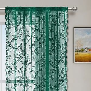 JKDESIGN Embroidered Lace Sheer Curtain Gauze Transparent Window Drapes Window Treatment France Style Tulle Curtain Living Room