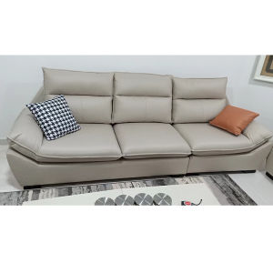 👍Leather-Aire Sofa(Free🚚🔨)Type 868 Cream Black Sofa Light Luxury Style Living Room Sofa