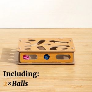 AimayaPet Cat Ball Toy Puzzle Box Interactive Cat Toy Bell Balls Wooden Maze for Kitten