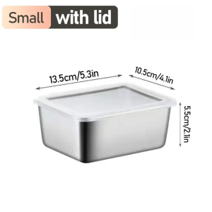 304 Stainless Steel Japanese Style Tray Food Storage Box with Lid Household Fresh-keeping Box Tray BBQ Food Trays with Lid Fruit Containers Food Trays for Picnic