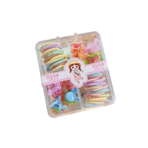 MD-C1122 Karet Jepit Box Gift Set 4 Sekat Colorfull Aksesoris Rambut Anak Perempuan Jepitan Karakter