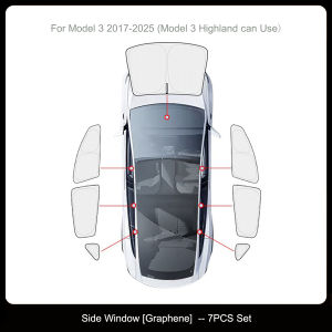 For Tesla Model Y&3 2017-2025 Privacy Sun Shade Model Y Juniper Graphene Side Window Sunroof Sunshade Blind Shading Camping Rest