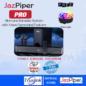 【SG Seller】1 Year Warranty JazPiper PRO HIGH PERFORMANCE KARAOKE SOUNDBAR Virtual Surround Sound System with Wireless Subwoofer and Voice Command Feature Family Wireless Bluetooth Karaoke Sound Bar With Built-in Karaoke System Streaming Cloud Songs Kara