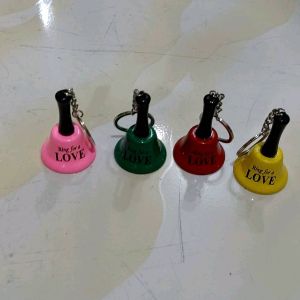 LONCENG TANGKAI BESI TIPIS SUARA NYARING 4 WARNA/ GANTUNGAN KUNCI BEL LONCENG KERUCUT