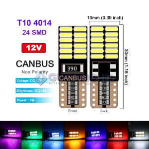 Lampu T10 CANBUS 24 Mata LED W5W T10 4014 24SMD Lampu Senja Sein CANBUS