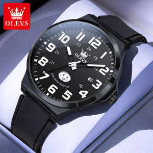 OLEVS นาฬิกาสำหรับใหม่ผู้ชายกันน้ำหนังแท้ส่องสว่างลำลองปฏิทินนักเรียนควอทซ์