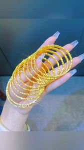 Vietnamese gold-plated ice-crush bracelet for women imitation gold hammered ice-crush closed bangle wholesale supply