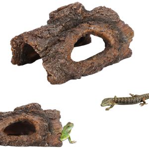 DIVATEN Resin Reptile Hide Cave Tree Bark Shape Simulation Design Reptile Hideout Durable Natural Texture Simulation Tree Bark Cave For Scorpion