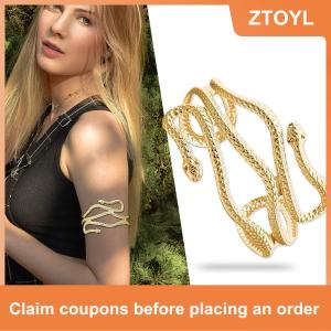 【ZTOYL】 Mở Con Rắn Trên Cánh Tay Bangle Vòng Đeo Tay Có Thể Điều Chỉnh Cánh Tay Cuff Bangle Vòng Đeo Tay Cho Phụ Nữ Đồ Trang Sức Thời Trang