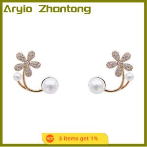 Aryio Korean Style Luxury Imitation Flower Stud Earrings Women Fashion Elegant Jewelry Wedding Ornaments
