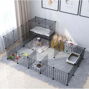 DIY  Frame Steel Panel Extendable Dog Cage Pet Cage Dog Fence Stackable Pet Cat Rabbit Cage DIY Pet Metal Wire Kennel Extendable