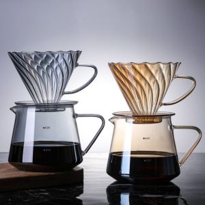 MMLUCK Clear Coffee Maker Set 60 Degree Glass Coffee Carafe Coffee Server Cone Shape Coffee Filter Pot Household