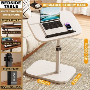 【SG Local Seller】2027New 45-80cm Height Adjustable C-Shape Side Table 360° Rotatable Tabletop Movable Laptop Desk Rolling Bedside End Table Space Saving Home Furniture