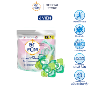 Viên giặt Quần áo arFUM 5 trong 1 MỚI hương tinh dầu nước hoa khử khuẩn 99% - 4 mùi hương (Túi 6 viên)