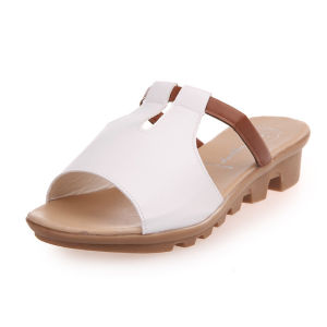 New Ladies Rubber High Quality White Elegant Slippers For Women  Leather Casual Formal Wedges