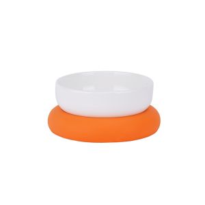 Pet Bowl Ceramic Cat Bowl Anti-Wet Mouth Cat Bowl Silicone Non-Slip Base Suitable for Cats and Dogs