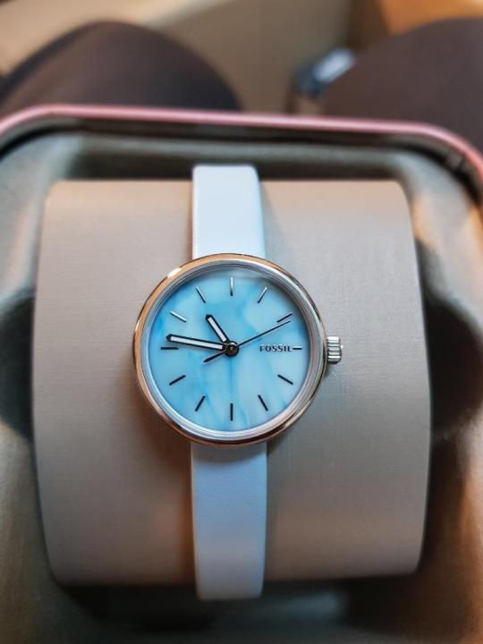 Fossil BQ3493 Hutton Mini Three Hand Aqua Leather Watch Lazada