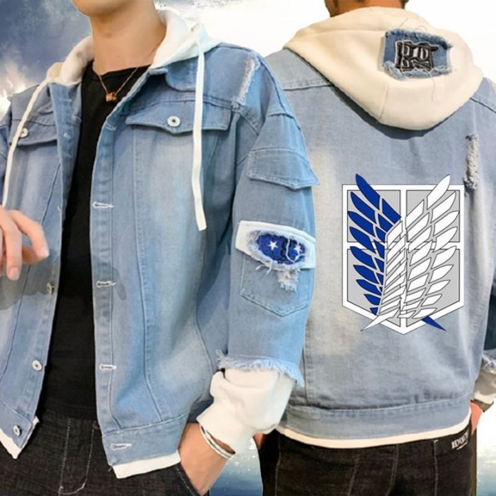 Attack on titan best sale stylish hooded denim jacket